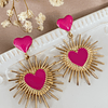 Aros Corazón Fucsia Rayos Gold