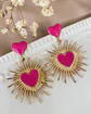 Aros Corazón Fucsia Rayos Gold - Miniatura 2