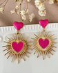 Aros Corazón Fucsia Rayos Gold - Miniatura 1