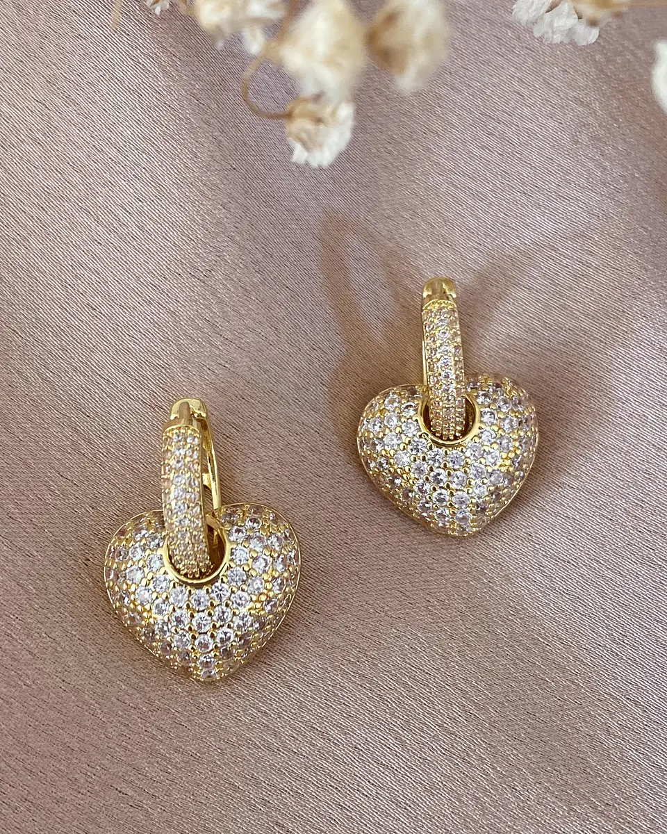 Aros Corazón Circones Argolla  Gold 1