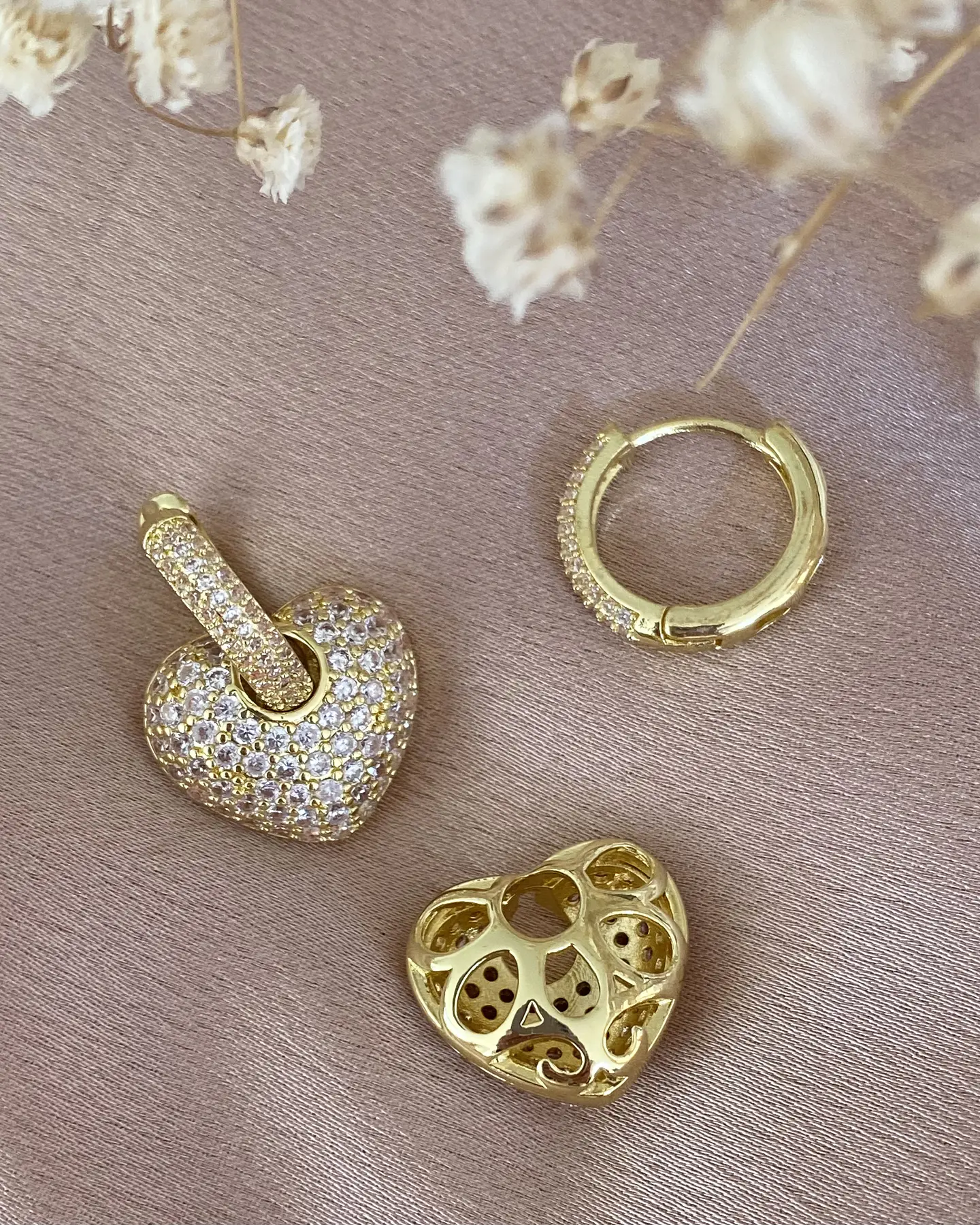 Aros Corazón Circones Argolla  Gold 2