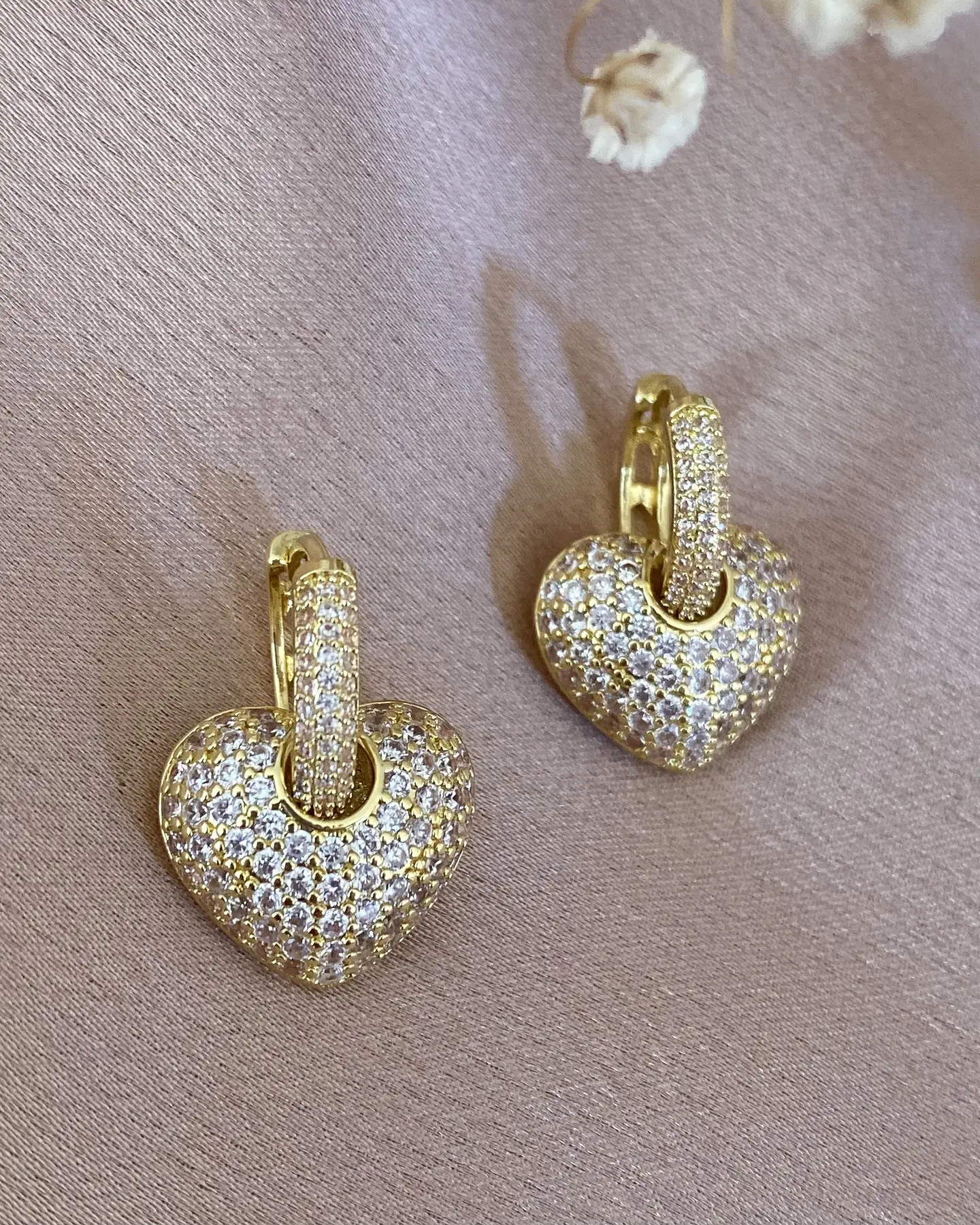 Aros Corazón Circones Argolla  Gold 3