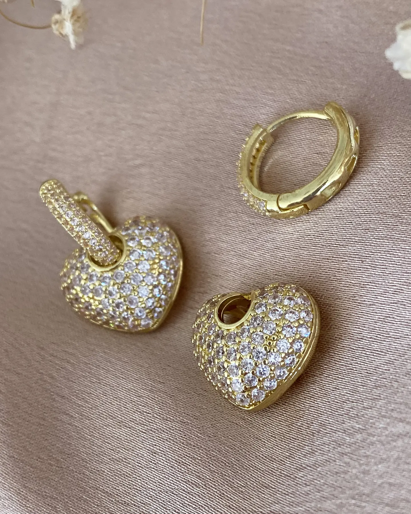 Aros Corazón Circones Argolla  Gold 4