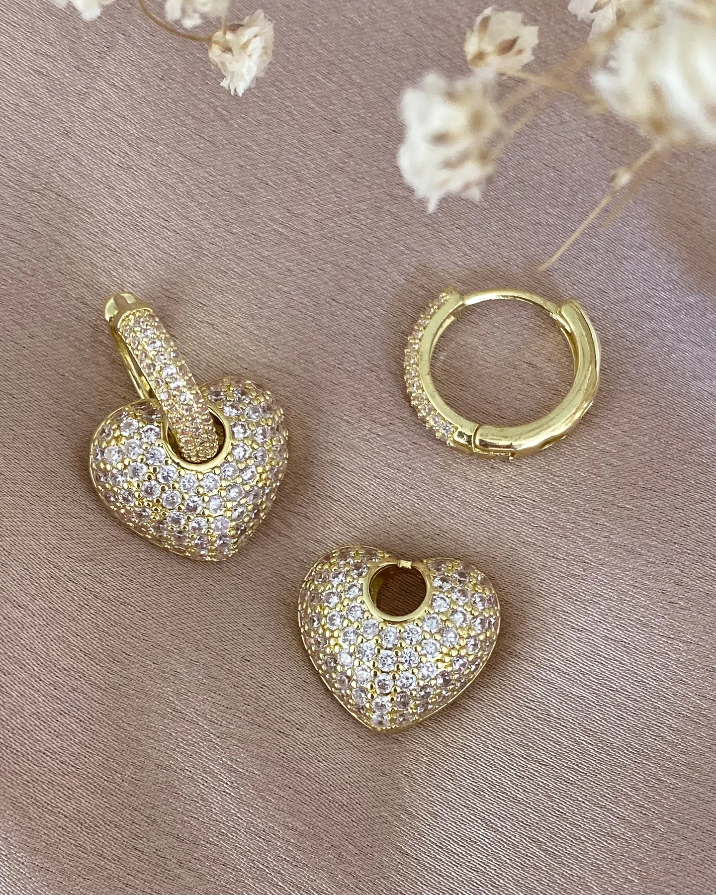 Aros Corazón Circones Argolla  Gold 5