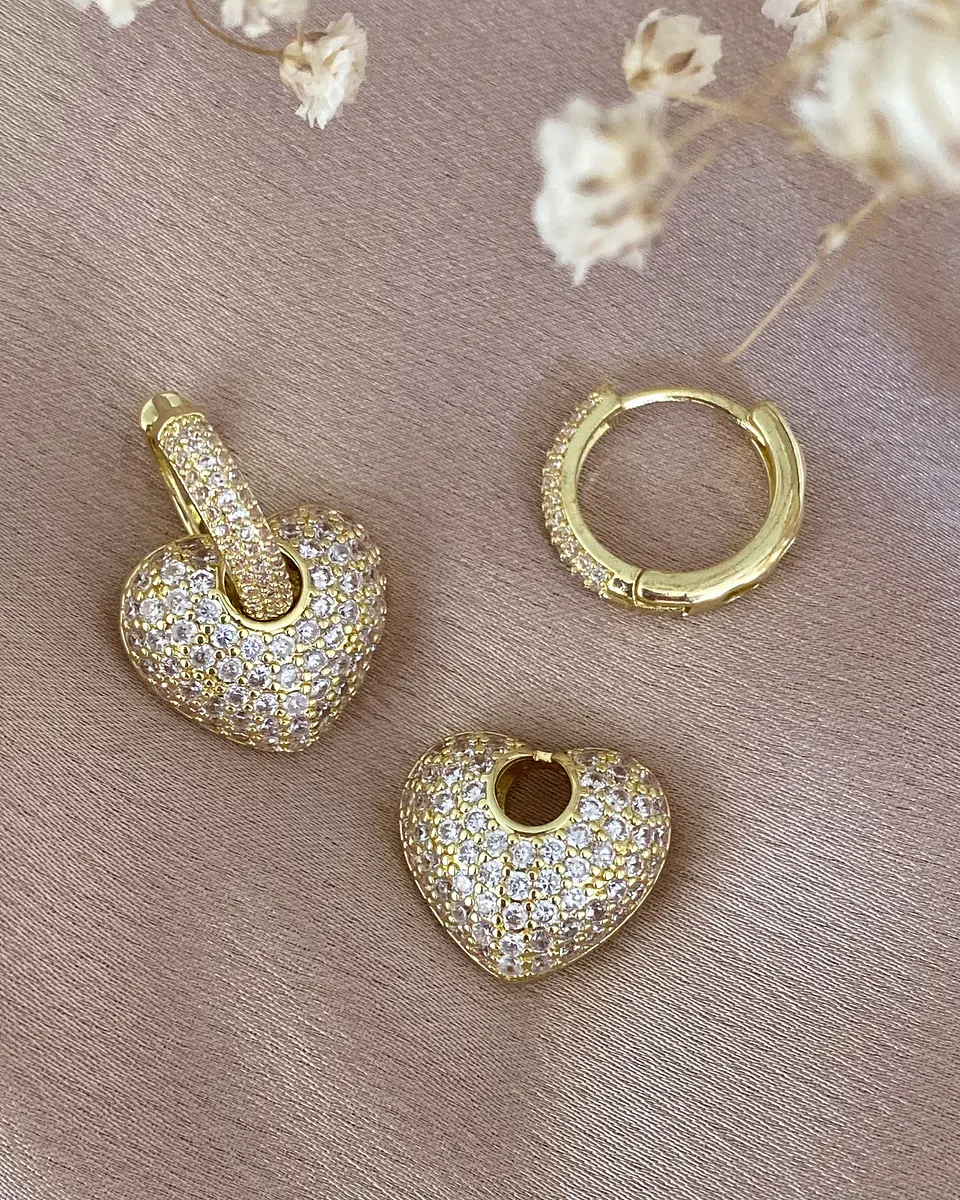Aros Corazón Circones Argolla  Gold 5
