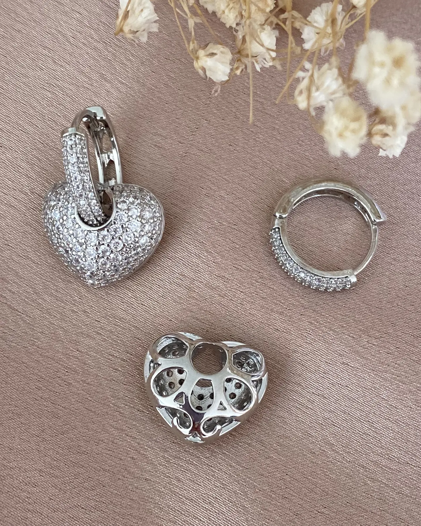 Aros Corazón Circones Argolla Silver 2
