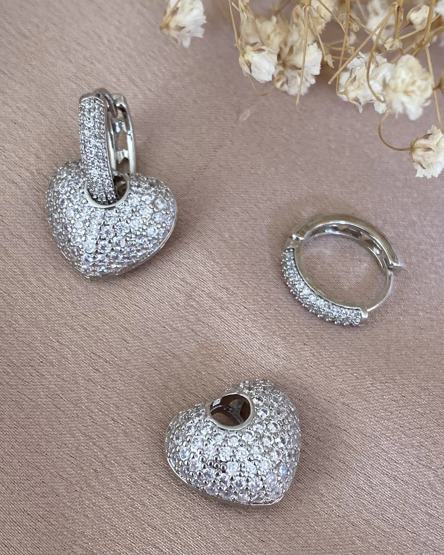 Aros Corazón Circones Argolla Silver 4