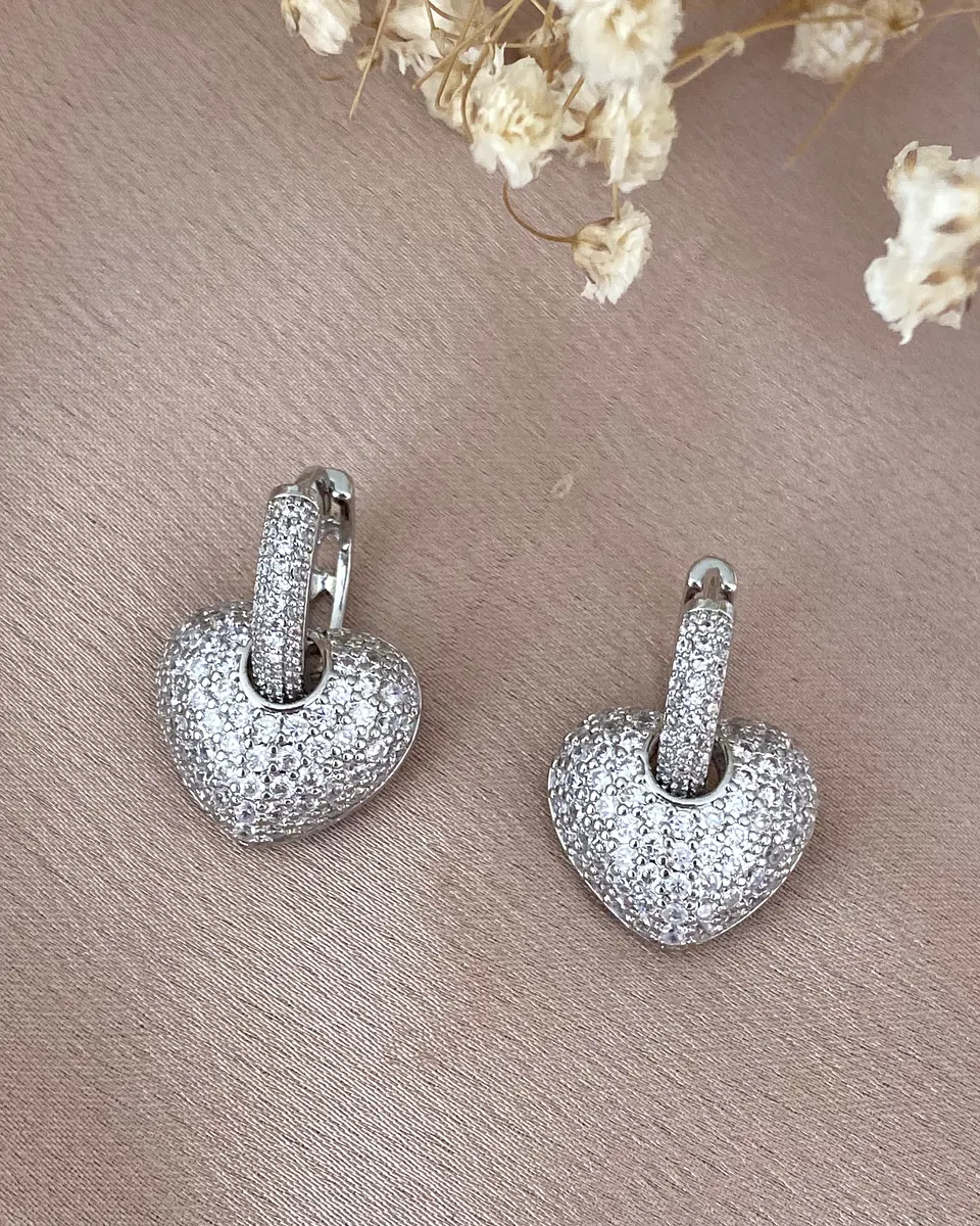 Aros Corazón Circones Argolla Silver 5