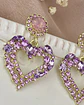 Aros Corazón Strass Lila Pink Gold - Miniatura 2
