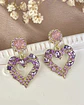 Aros Corazón Strass Lila Pink Gold - Miniatura 3