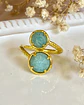 Anillo Ajustable Amazonita Facetada Gold - Miniatura 1