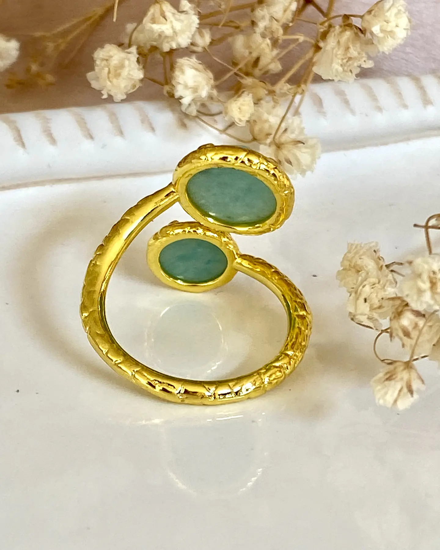 Anillo Ajustable Amazonita Facetada Gold 2