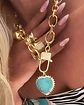 Collar Maxi Corazón Turquesa Broche Luxury - Miniatura 1