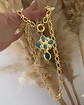Collar Maxi Cruz Turquesa Perlas Gold  - Miniatura 4