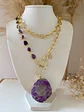 Collar XL Maxi Cuarzo Amatistas punto de luz Gold - Miniatura 3