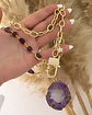 Collar XL Maxi Cuarzo Amatistas punto de luz Gold - Miniatura 1