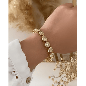 Pulsera Corazones Circones Gold