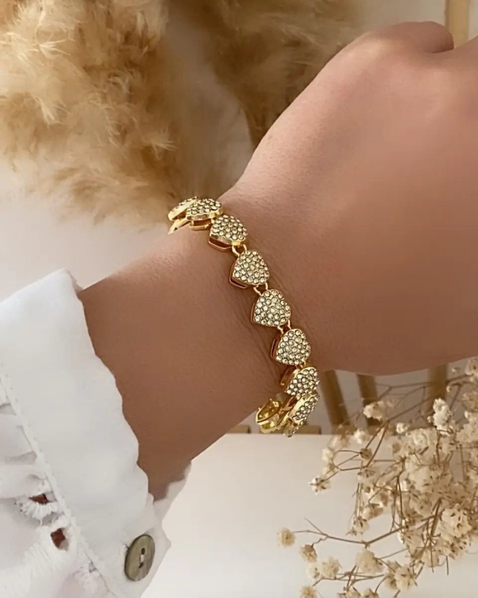 Pulsera Corazones Circones Gold 1