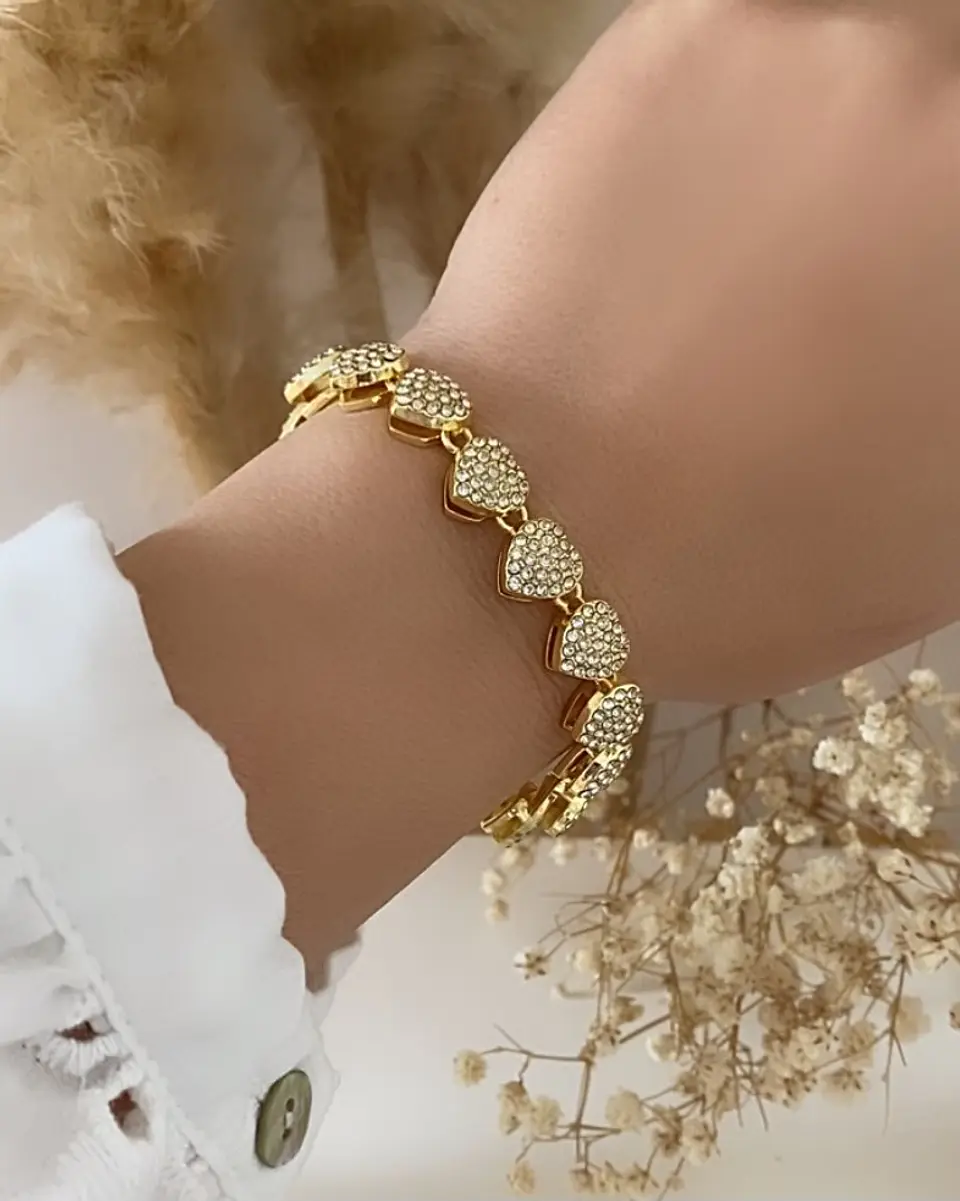 Pulsera Corazones Circones Gold 3