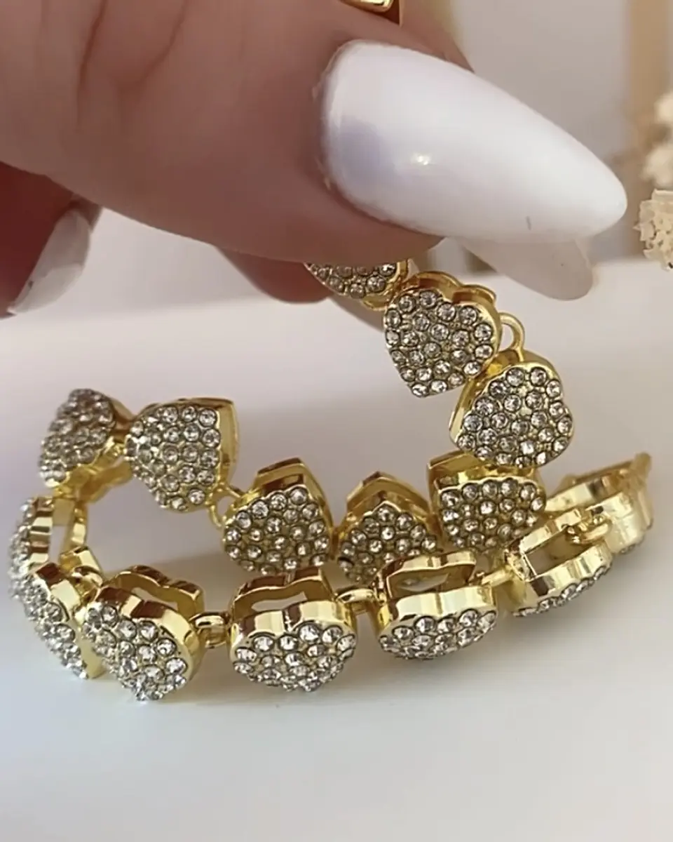 Pulsera Corazones Circones Gold 4