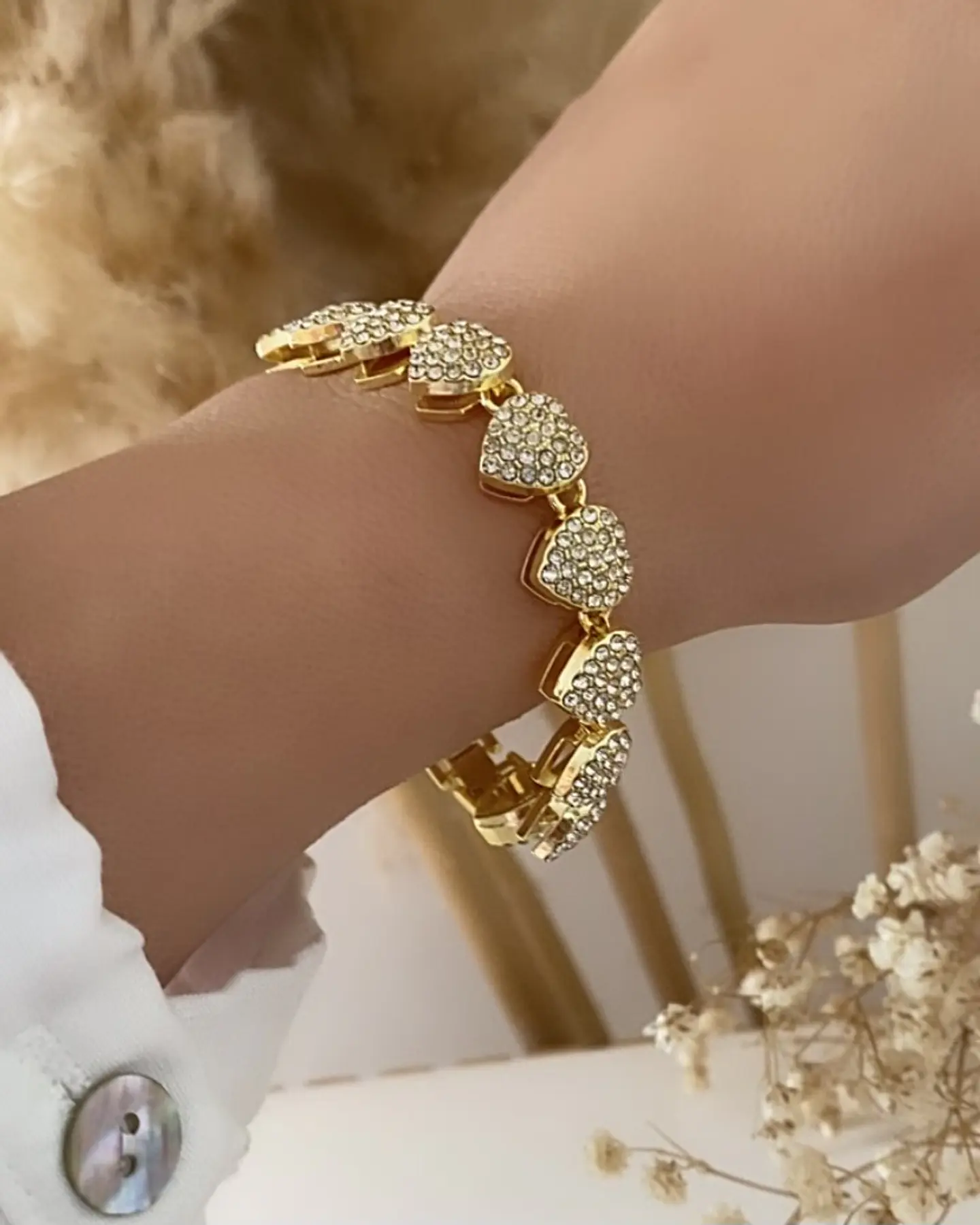 Pulsera Corazones Circones Gold 5