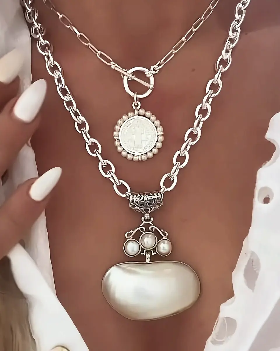 Collar Maxi dije Perlas Nácar Silver 1