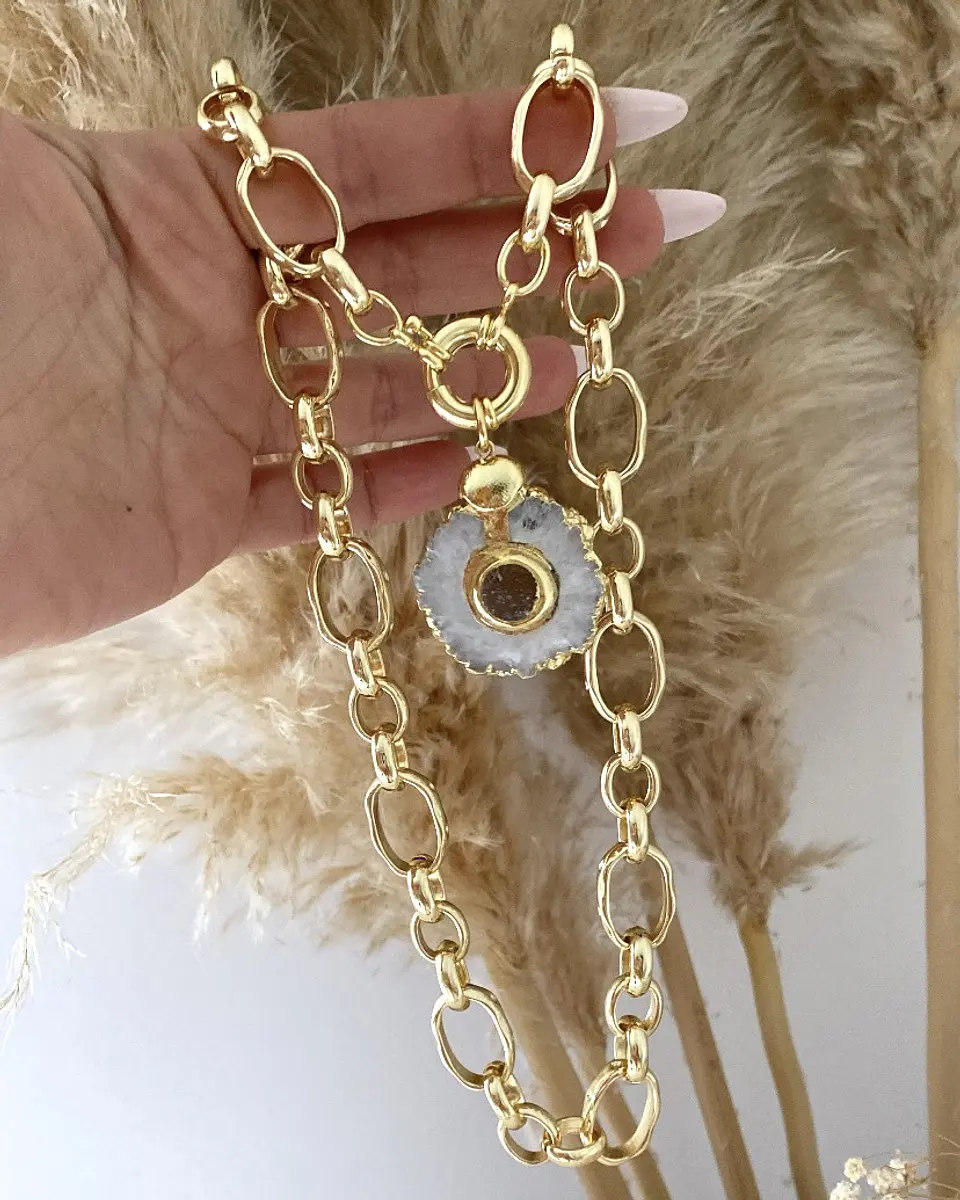 Collar Cuarzo Drusa Maxi Cadenon Gold 2