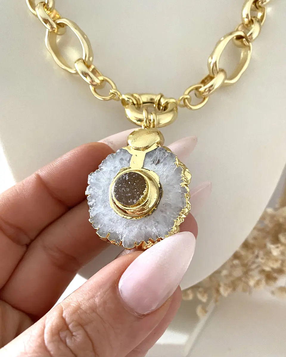 Collar Cuarzo Drusa Maxi Cadenon Gold 4