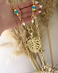 Collar XL Maxi Hoja Turquesa Perlas gold - Miniatura 3