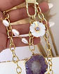 Collar XL Cuarzo Amarista Perlas dije flor Gold - Miniatura 2