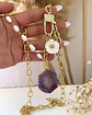 Collar XL Cuarzo Amarista Perlas dije flor Gold - Miniatura 3