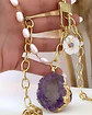 Collar XL Cuarzo Amarista Perlas dije flor Gold - Miniatura 6