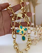 Collar Maxi Cruz Turquesa Broche Candado Circones  Gold - Miniatura 1