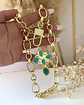 Collar Maxi Cruz Turquesa Broche Candado Circones  Gold - Miniatura 2