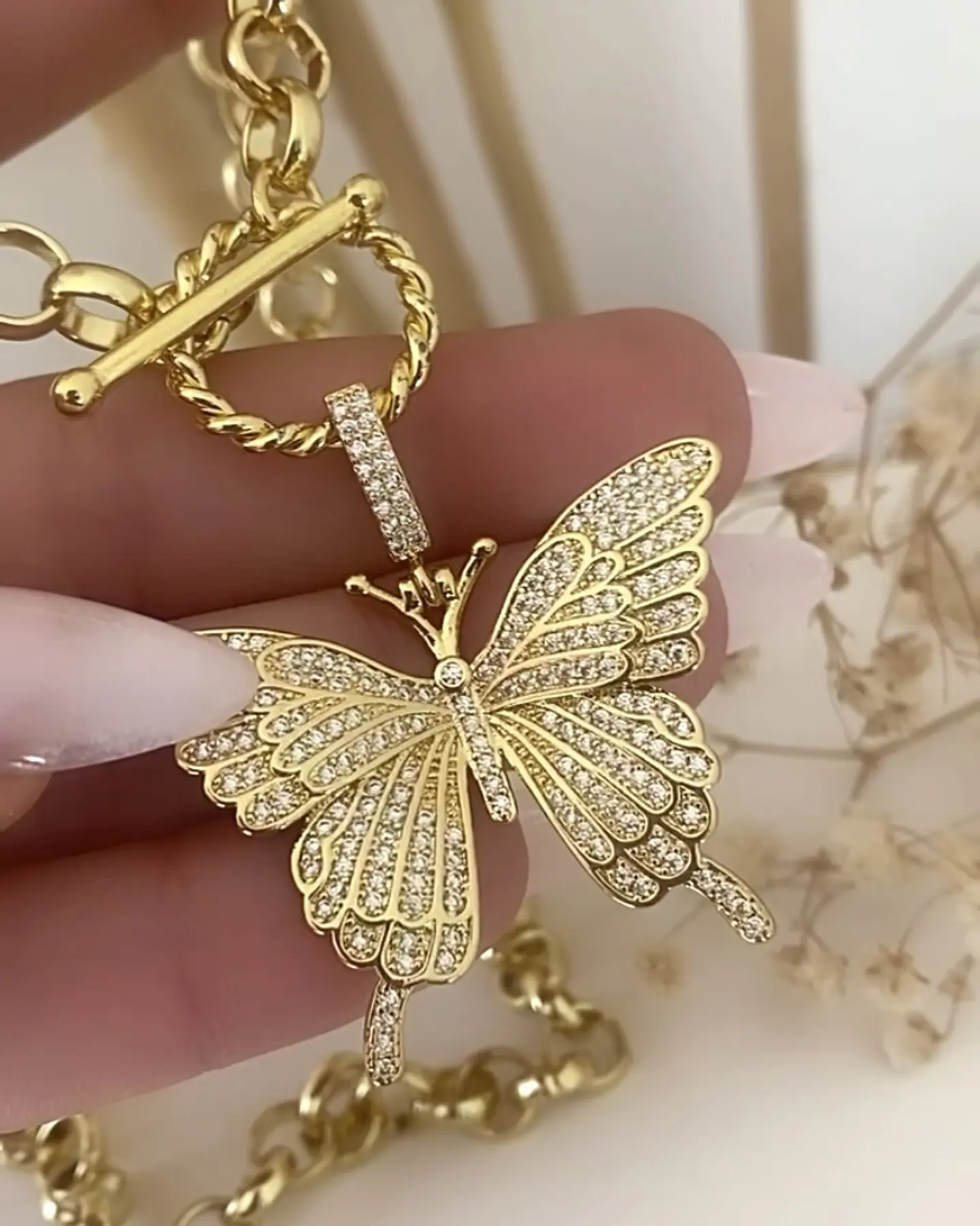Collar Maxi Mariposa Circones eslabones rolo gold 2