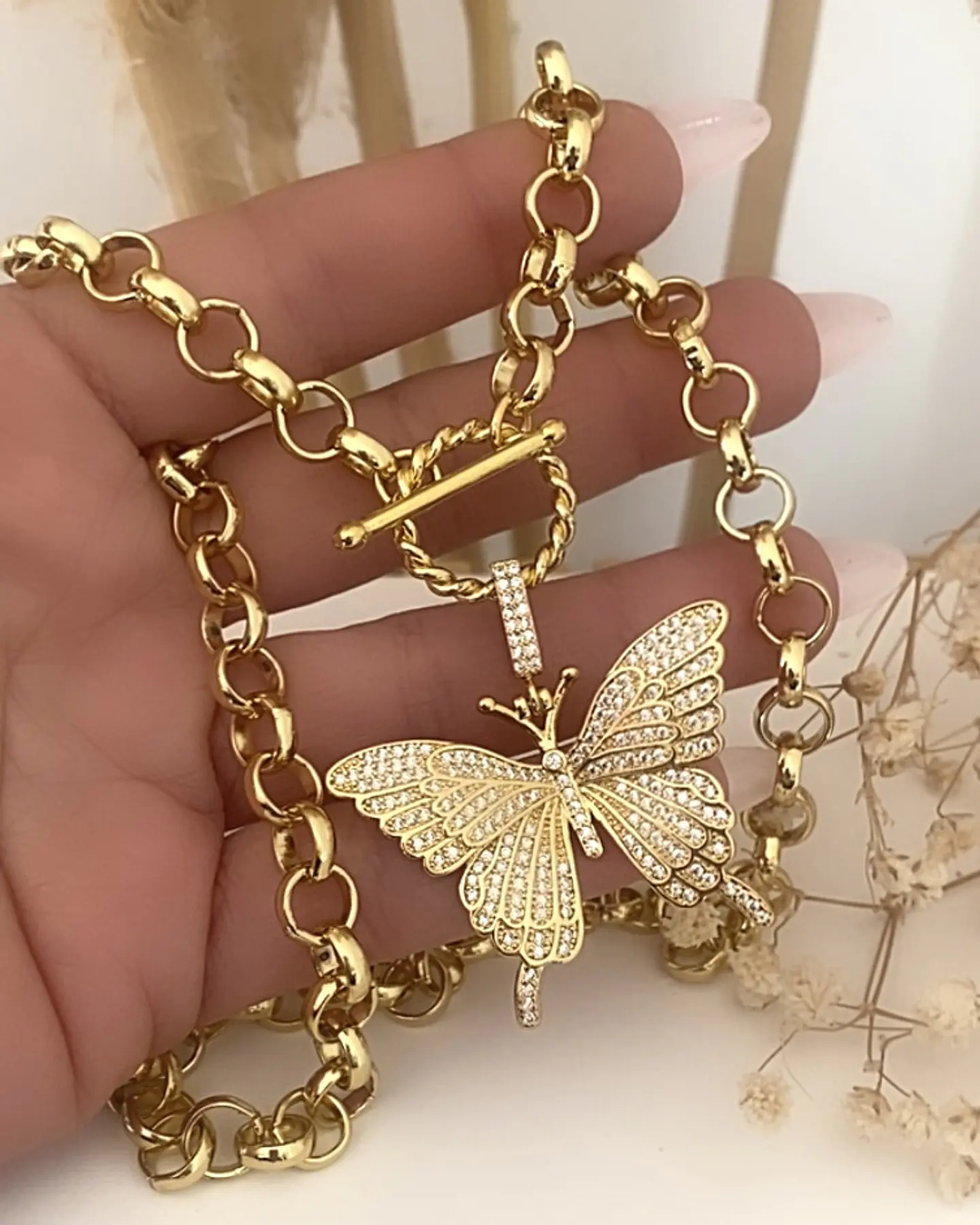 Collar Maxi Mariposa Circones eslabones rolo gold 4