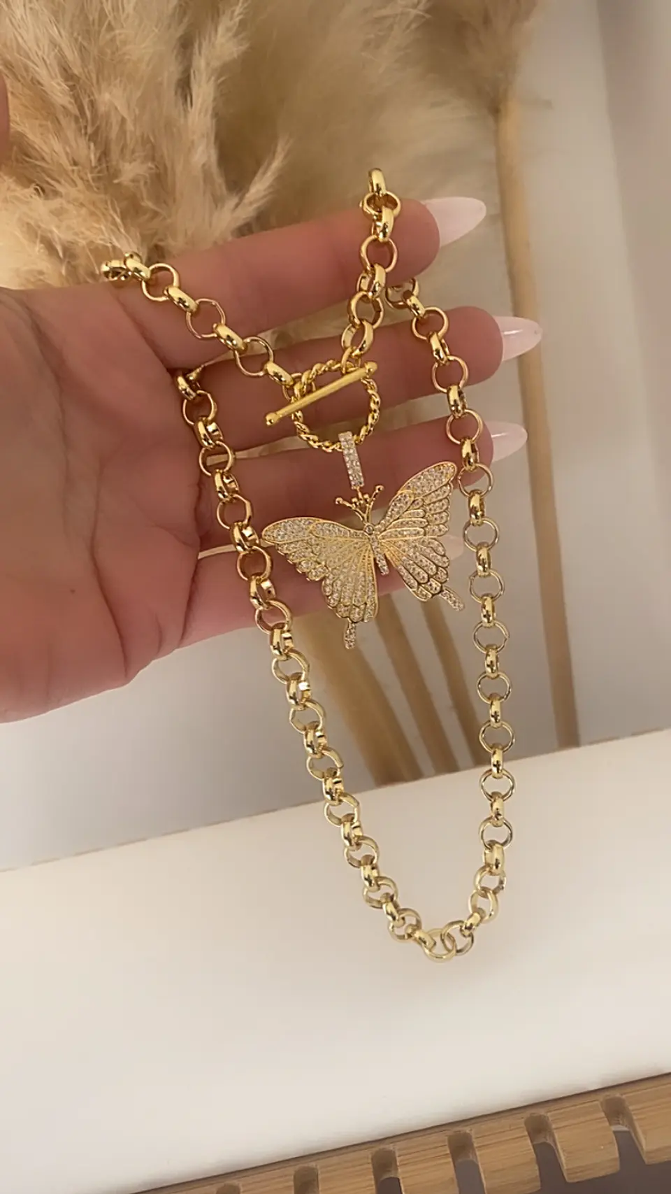 Collar Maxi Mariposa Circones eslabones rolo gold 5