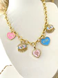 Collar Mix Charms Corazones y ojo protección gold  - Miniatura 2