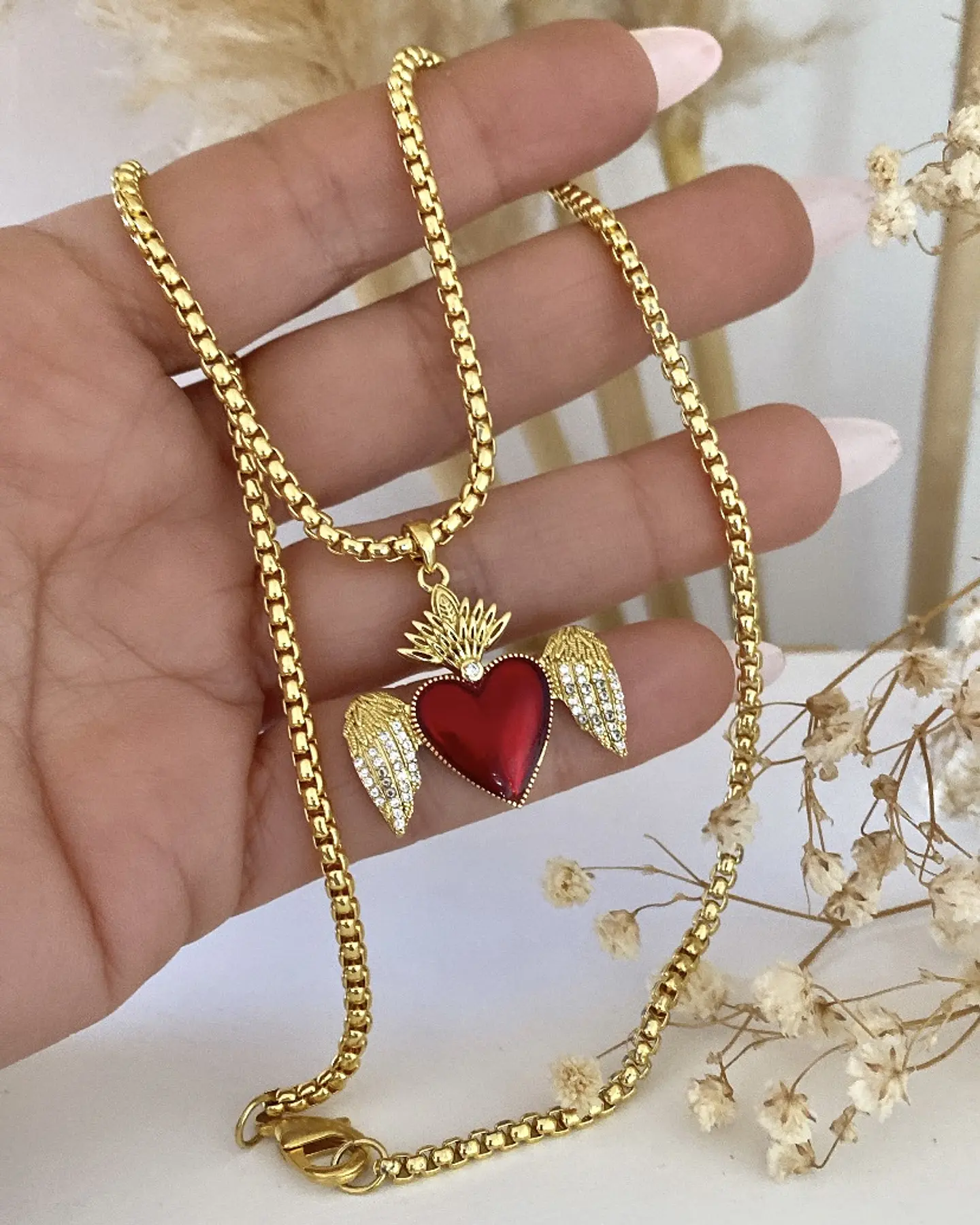 Collar Corazón Sagrado Rojo Circones Gold 3