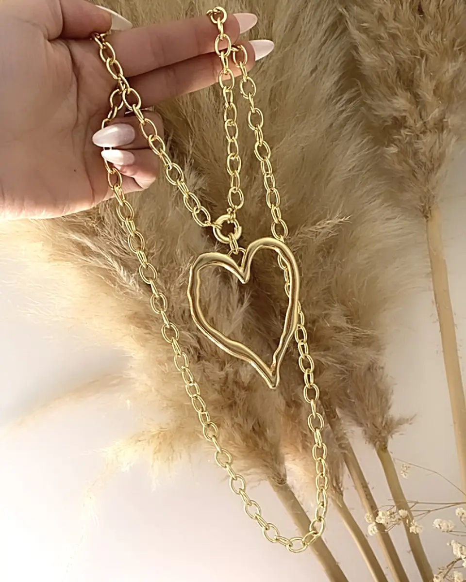 Collar XL Maxi Corazon Silueta  Gold 4