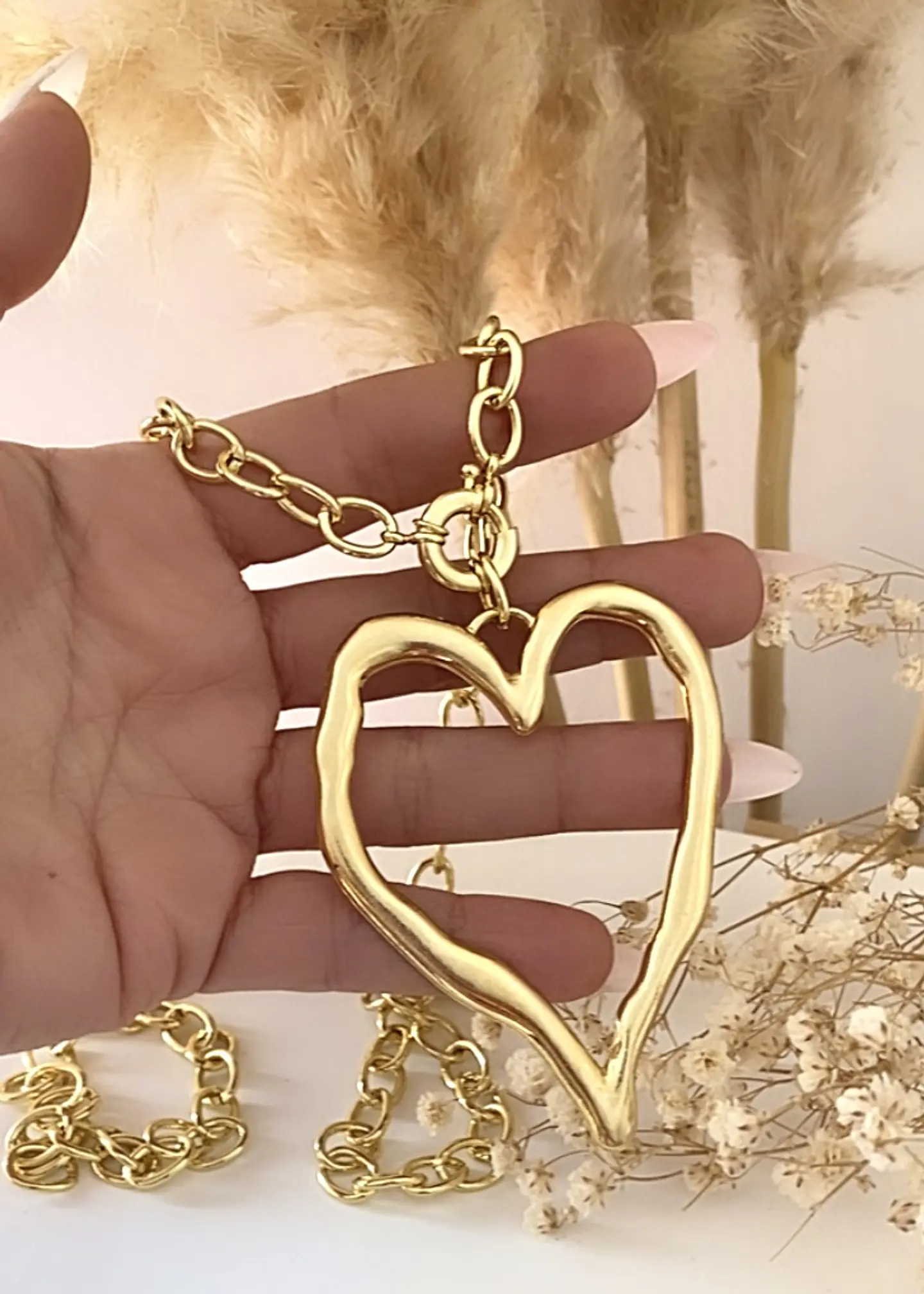 Collar XL Maxi Corazon Silueta  Gold 5