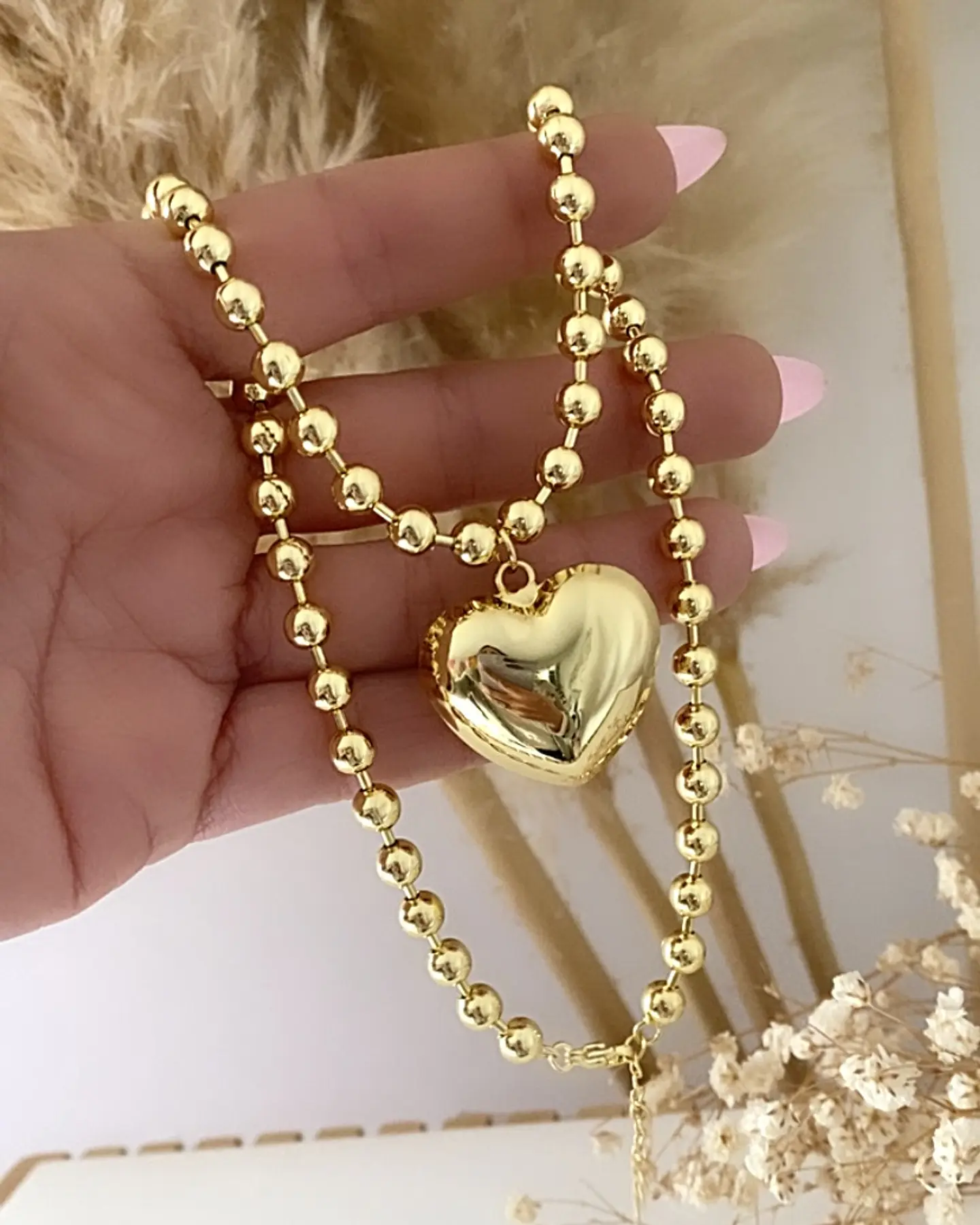 Collar Maxi Balines Corazón Inflado Gold 3