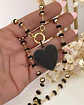 Collar Corazón Black  cristales facetados negros - Miniatura 1