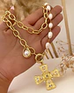  Collar XL Maxi Cruz Perlas Cristales Gold - Miniatura 5