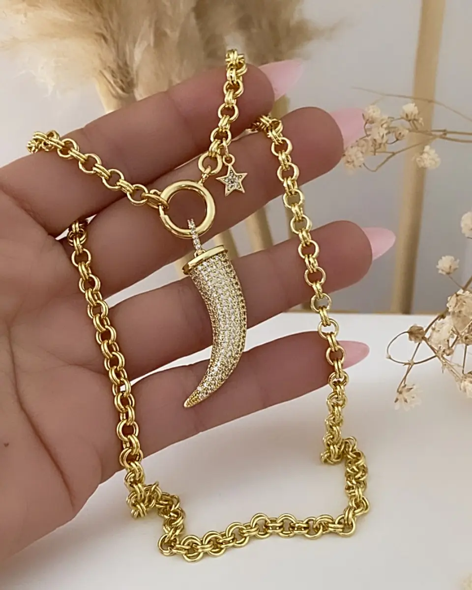 Collar Cacho Circones punto luz Estrella gold 1