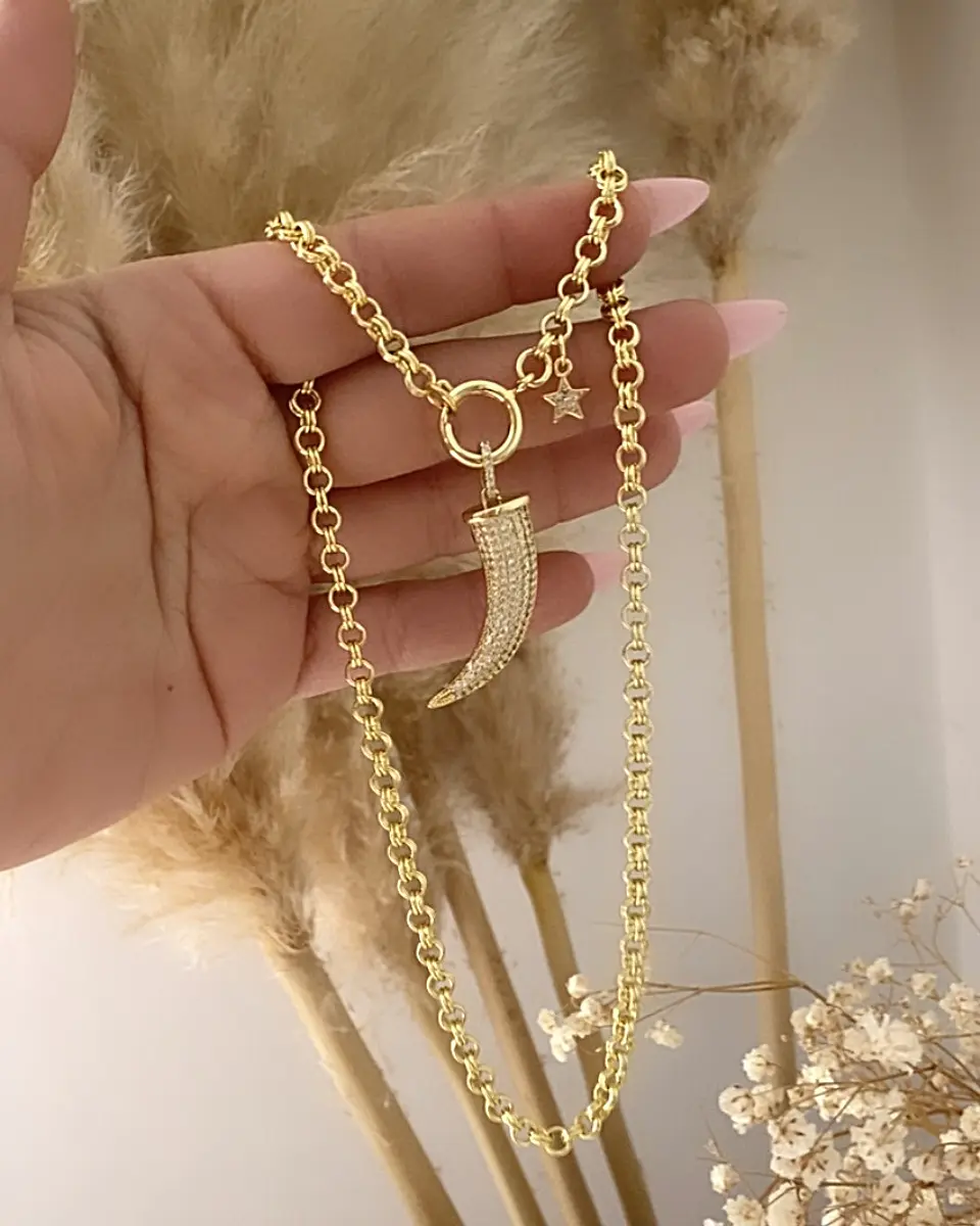 Collar Cacho Circones punto luz Estrella gold 2