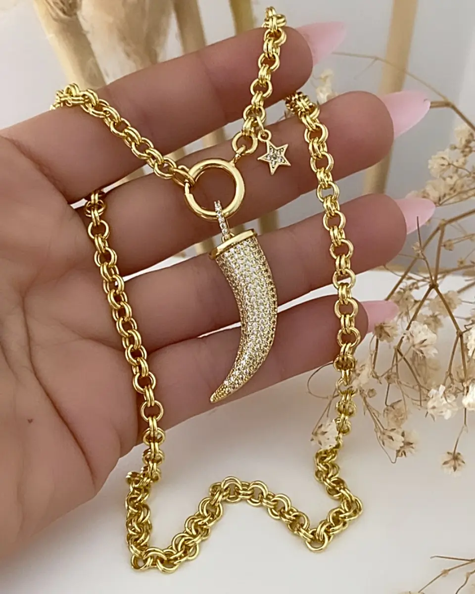 Collar Cacho Circones punto luz Estrella gold 3