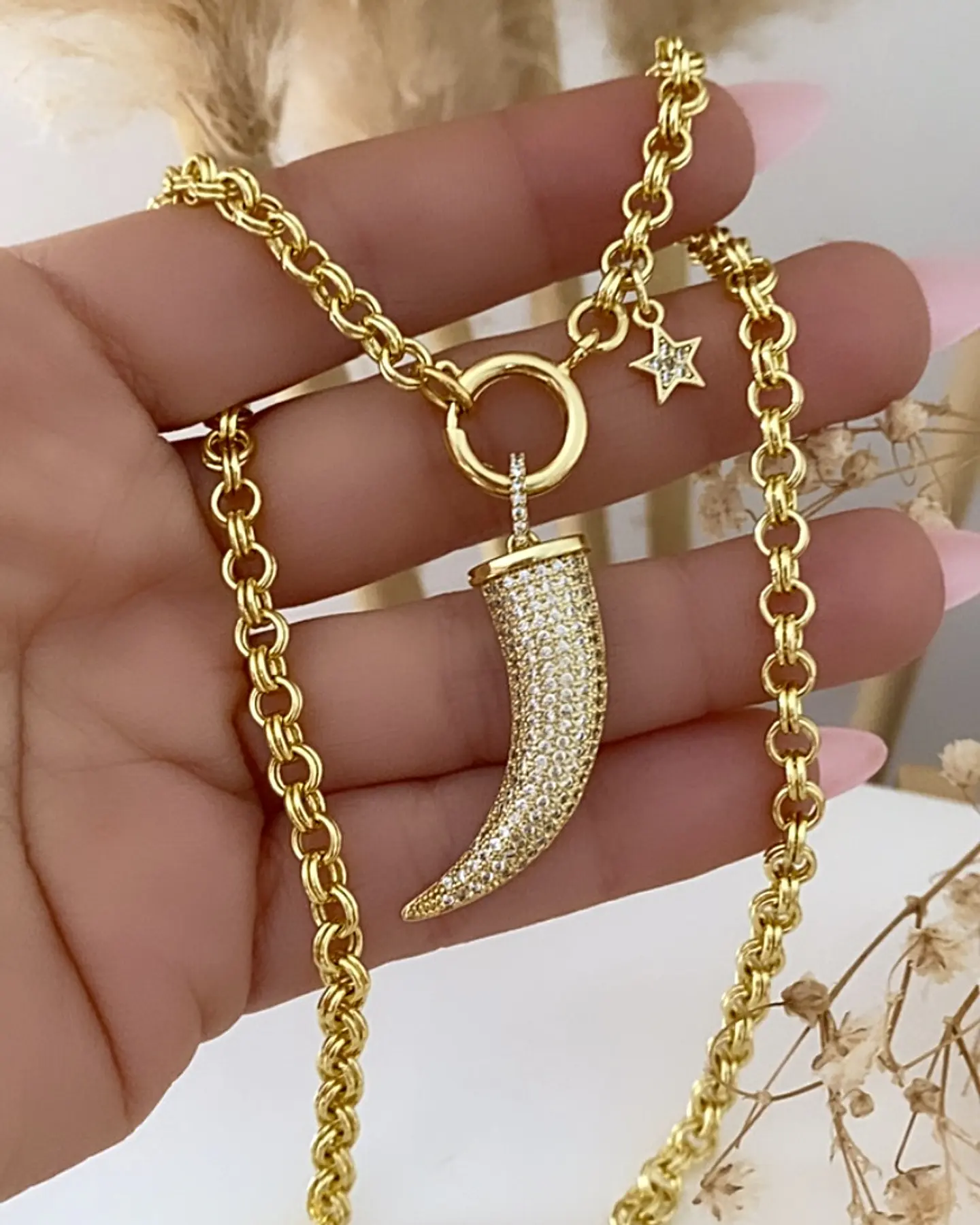 Collar Cacho Circones punto luz Estrella gold 4