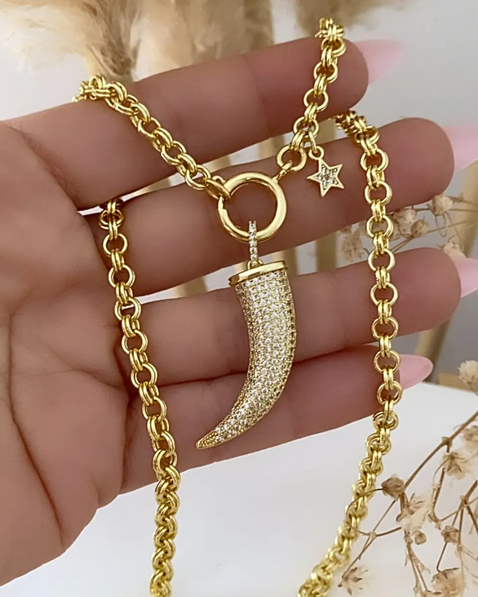 Collar Cacho Circones punto luz Estrella gold 4