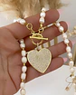 Collar Maxi Corazón Perlas de rio y balines gold - Miniatura 1